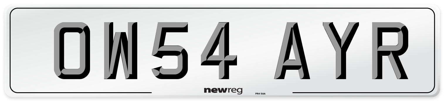 OW54 AYR Number Plate from New Reg